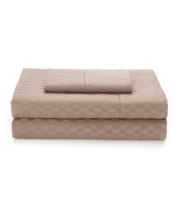 Elite Home Products Andiamo Checkered 500-Thread Count Egyptian Cotton Sheet Sets