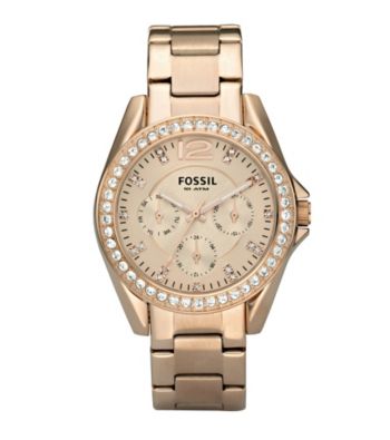 Fossil® Women's Riley Multifunctional Rose Gold Dial Watch