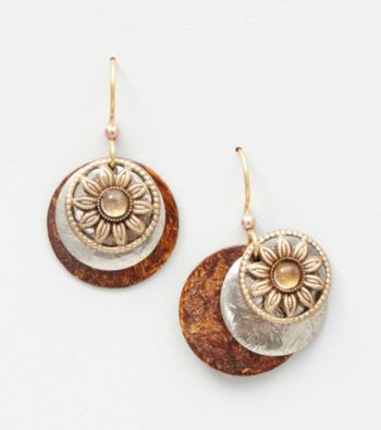 Silver Forest® Layered with Rounds and Flower Earring