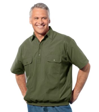 Men's Big & Tall Short Sleeve Banded-bottom Mesh Panel Sport Shirt