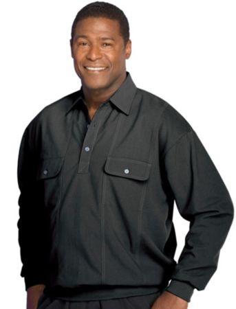 Men's Big & Tall Long Sleeve Banded-bottom Mesh Panel Sport Shirt
