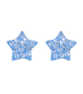 Athra Sterling Silver Light Blue Crystal Star Post Earrings