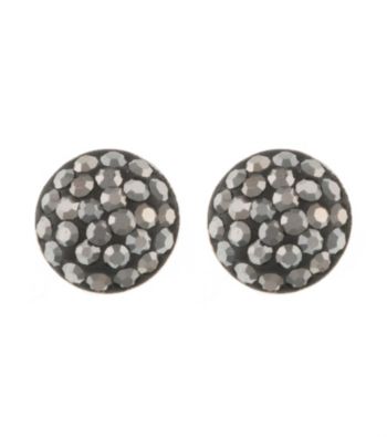 Athra Sterling Silver Gray Crystal Half Ball Earrings