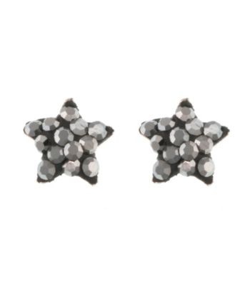 Athra Sterling Silver Gray Crystal Star Post Earrings