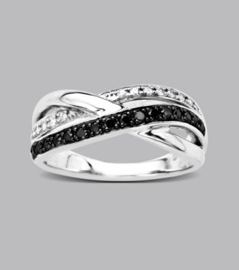 Sterling Silver .33 ct. t.w. Black And White Diamond Ring