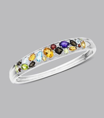 Sterling Silver Multicolor Semi Precious Bangle Bracelet