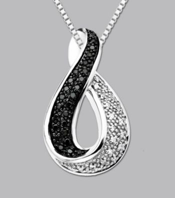Sterling Silver .25 ct. t.w. Black and White Diamond Pendant