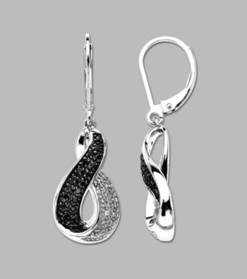 Sterling Silver .25 ct. t.w. Black and White Diamond Earring