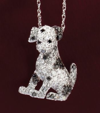 10K White Gold .33 ct. t.w. Black and White Diamond Dalmatian Pendant