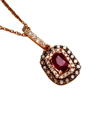 Effy® 14K Rose Gold Ruby with .43 ct. t.w. Brown and White Diamond Pendant
