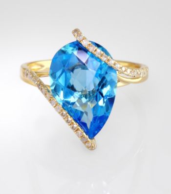 Effy® Blue Topaz & Diamond Ring in 14K Yellow Gold
