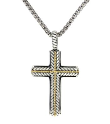 Effy® Sterling Silver and 18K Gold Cross Pendant