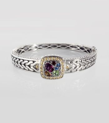 Effy® Sterling Silver and 18K Gold Multi Semi Precious Bangle Bracelet