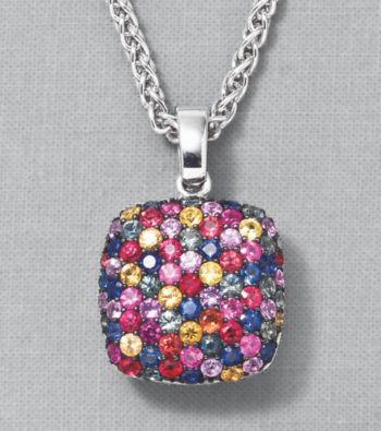 Effy® Sterling Silver Multi Sapphire Square Pendant