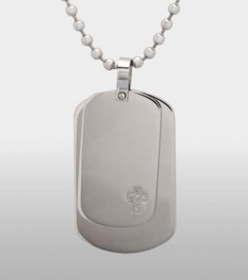 Men's Stainless Steel .06 ct. t.w. Diamond Accent Dog Tags Necklace