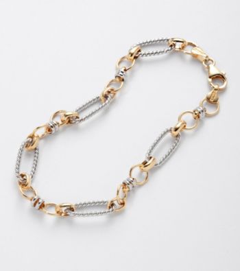 Sterling Silver and 14K Gold Oval Link Bracelet