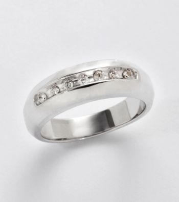 Men's Sterling Silver Diamond Channel Band Ring