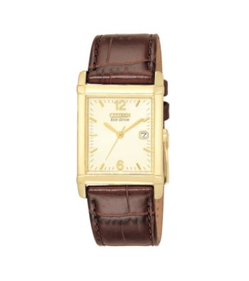 Citizen Men's® Eco-Drive Leather Strap with Champagne Dial Watch
