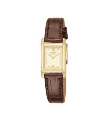 Citizen®Women's Eco-Drive Leather Strap with Champagne Dial Watch