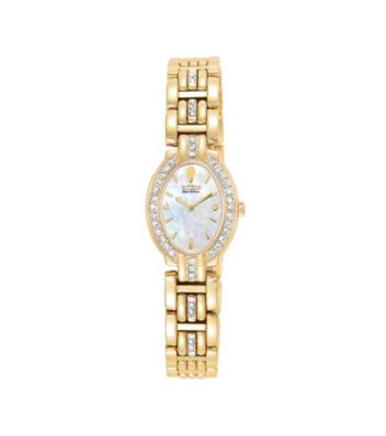 Citizen® Women's Eco-Drive Yellow Plated Crystal Oval Watch