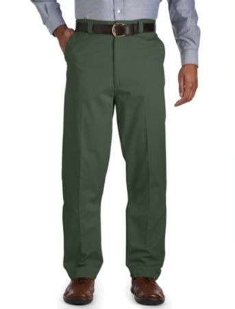 Harbor Bay® Men's Big & Tall Waist-Relaxer® Flat-Front Twill Pants