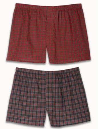 Harbor Bay® Men's Big & Tall 2-pk. Plaid Boxers - Red