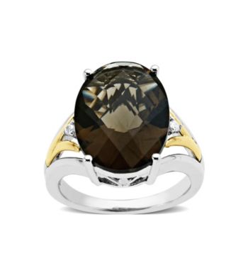 Sterling Silver and 14K Gold Smoky Quartz Ring