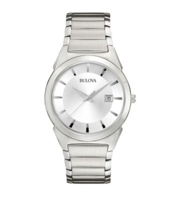 Bulova® Men's Stainless Steel with Silver Dial Watch