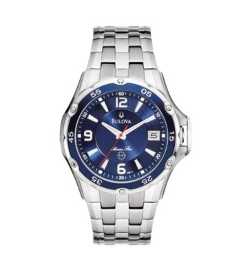 Bulova® Men's Marine Star Stainless Steel with Blue Dial Watch