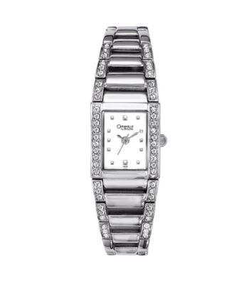 Caravelle® by Bulova Women's White Bracelet with Square Case and Crystal Watch