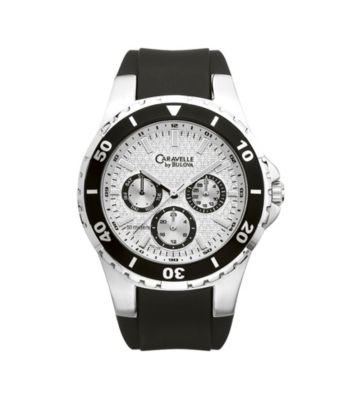 Caravelle® by Bulova Men's Black Rubber Strap Watch