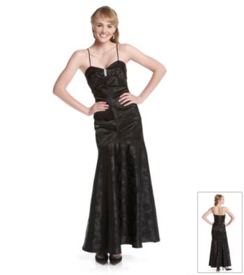 An affordable formal black bridesmaids dress.