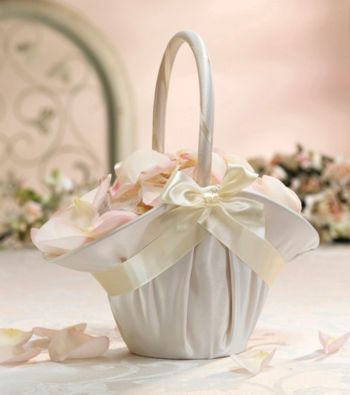 Lillian Rose® Large Ivory Satin Flower Basket