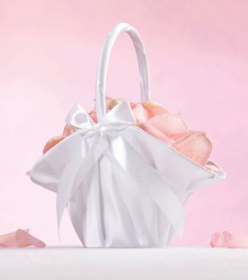 Lillian Rose® Large White Satin Flower Basket