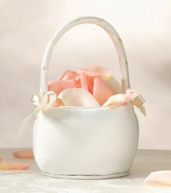 Lillian Rose® Plain Ivory Satin Round Flower Basket