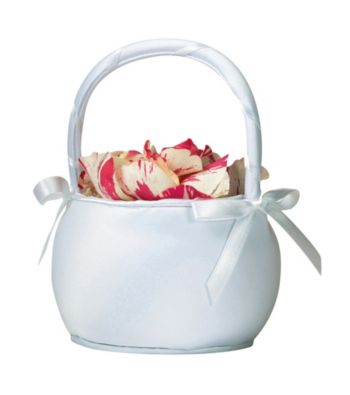 Lillian Rose&reg; Plain White Satin Round Flower Basket