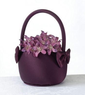 Lillian Rose® Plum Satin Flower Basket