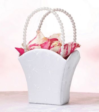 Lillian Rose® Elegant Embroidered White Flower Basket