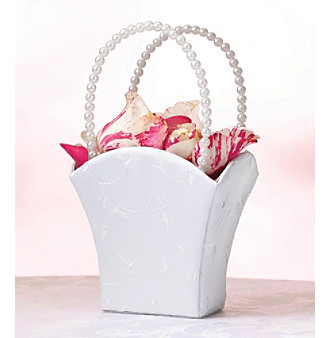 Lillian Rose&reg; Elegant Embroidered White Flower Basket