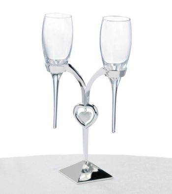 Lillian Rose® 3-pc. Silvertone Heart Toasting Glass Set