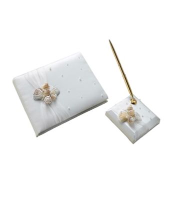 Lillian Rose® 3-pc. Coastal Ivory Guestbook, Pen Stand & Pen Set