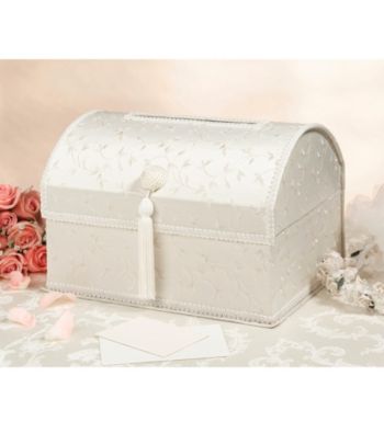 Lillian Rose® Elegant Ivory Embroidered Satin Card Box