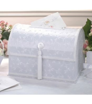 Lillian Rose® Elegant White Embroidered Satin Card Box