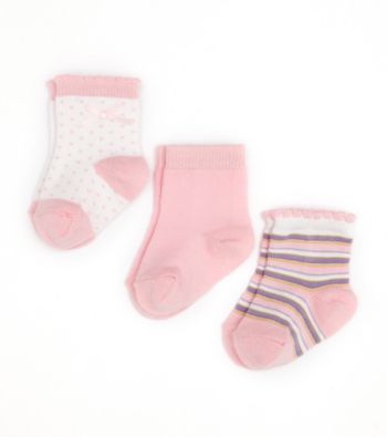 Cuddle Bear® Infant Girls' 3-Pack Socks - Pink Multi