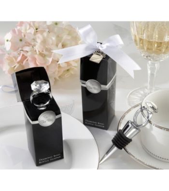 Kate Aspen With This Ring Chrome Diamond-Ring Bottle Stopper - Set of 6