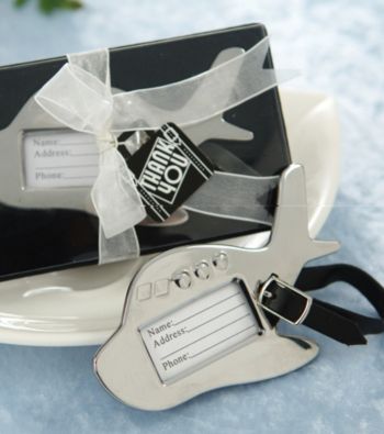 Kate Aspen Airplane Luggage Tag in Gift Box with Suitcase Tag - Set of 6
