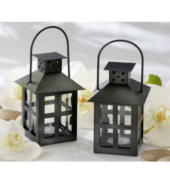Kate Aspen Luminous Black Mini-Lantern Tea Light Holder - Set of 12