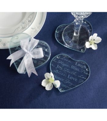 Kate Aspen Good Wishes Heart Glass Coasters - Set of 12