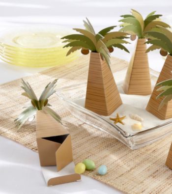 Kate Aspen Palm Tree Favor Box with Multi-dimensional Detail - Set of 24