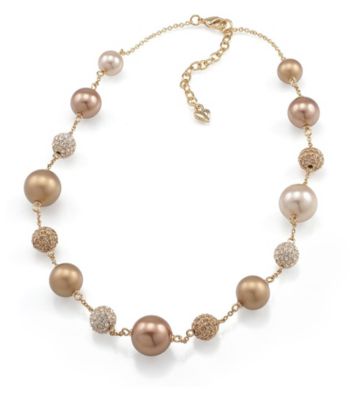 Carolee® Simulated Pearl and Fireball Goldtone Illusion Necklace